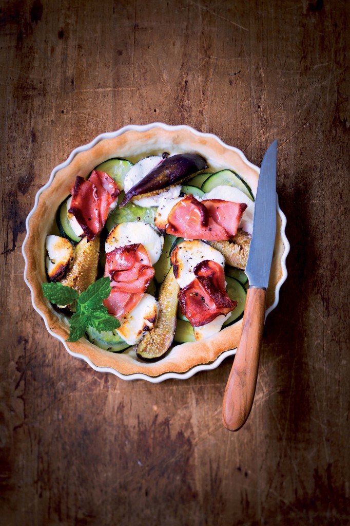 Easy Pies & Tarts Recipes: Fig Tart with Bacon and Goat Ash Cheese
